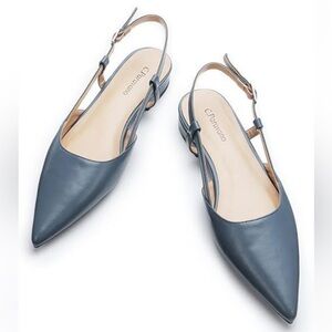 NWT C.Paravano Slingback Kitten Heel | Blue Leather | Size 37 (US 6.5)